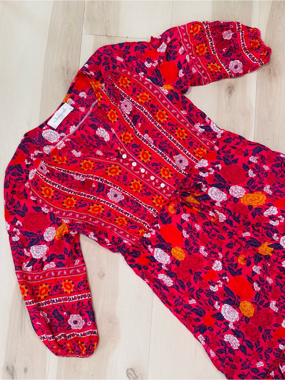 Walker & Wade Carrie Dress in Cherry Sz XS Bohemian Resort Wear Floral Oversized - Picture 3 of 10